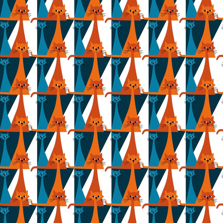 Kitty stof - Blå/Orange - Arvidssons Textil