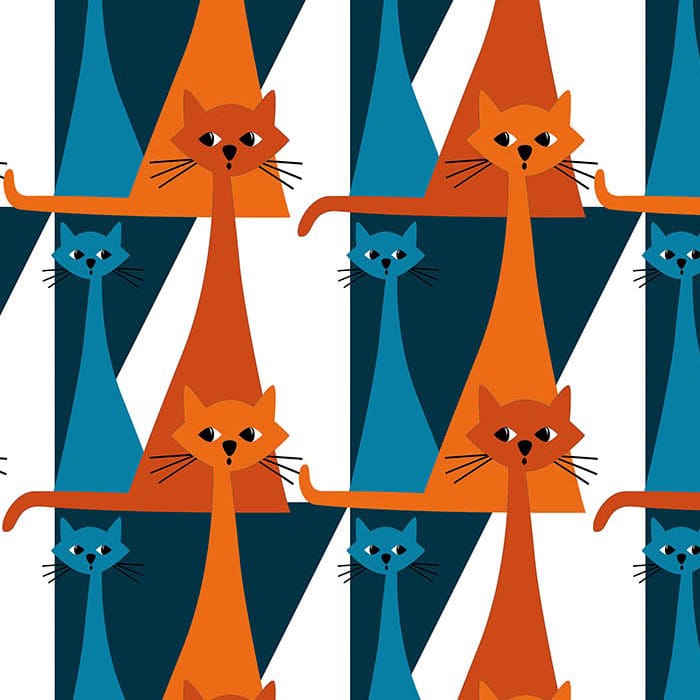 Kitty stof, Blå/Orange Arvidssons Textil