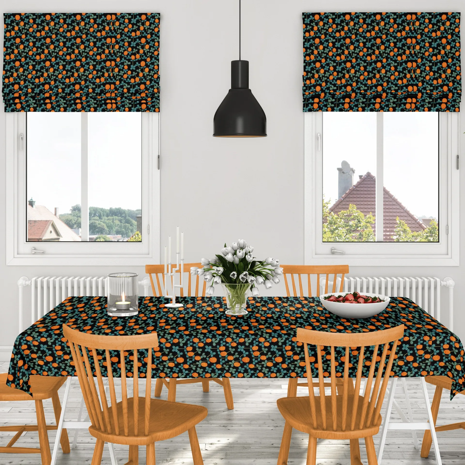 Klöveräng voksdug, Orange/Sort Arvidssons Textil