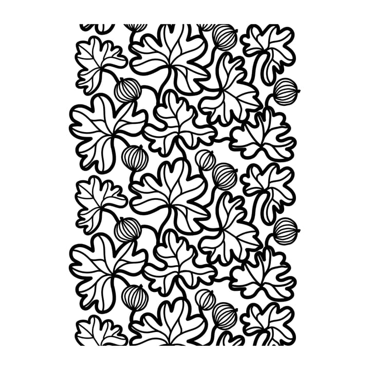 Krusbär voksdug - Sort/Hvid - Arvidssons Textil