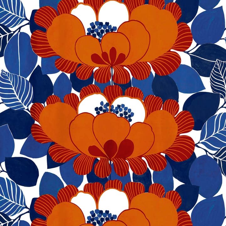 Leia stof - Rustrød/Blå - Arvidssons Textil