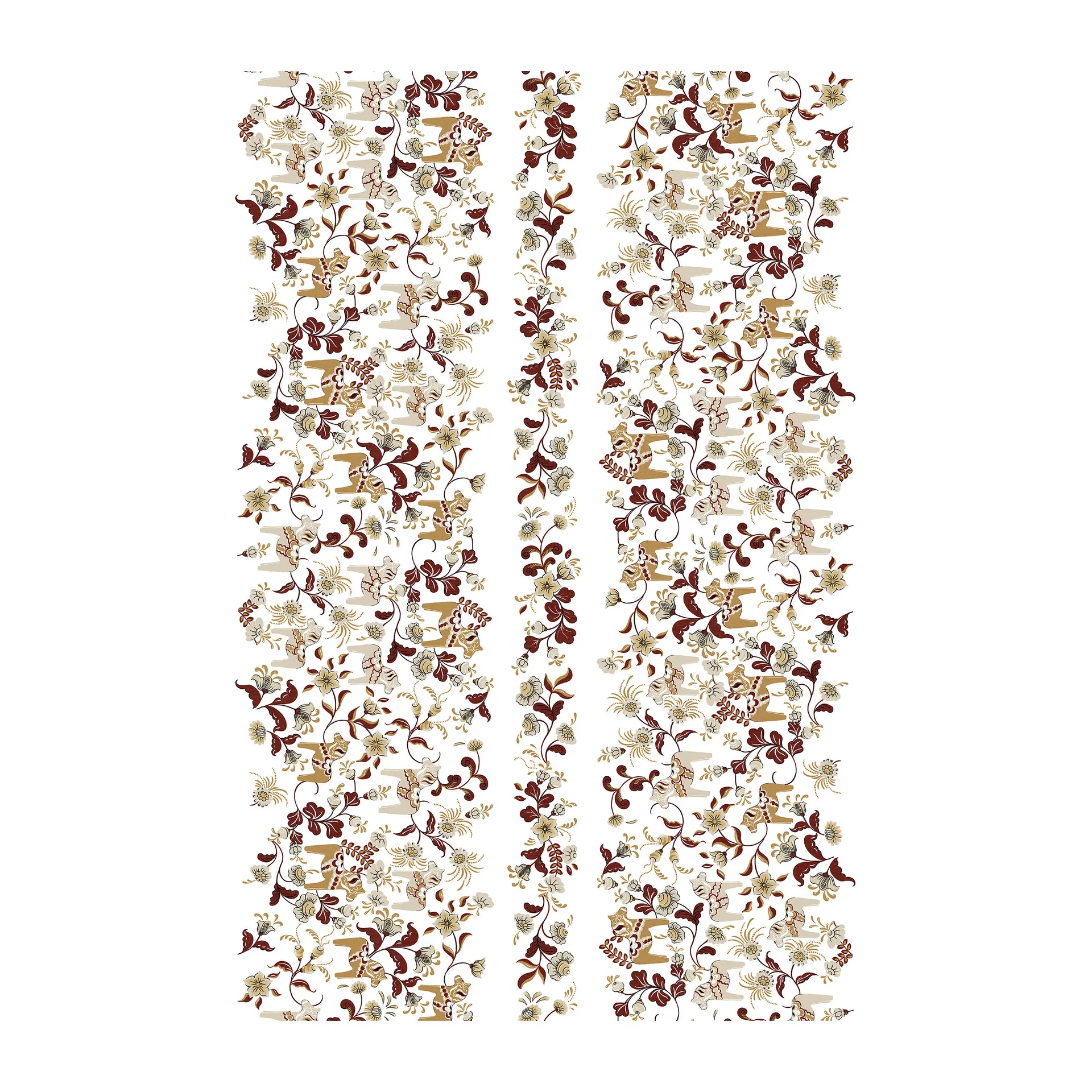 Leksand Bård stof, Rød/Beige Arvidssons Textil