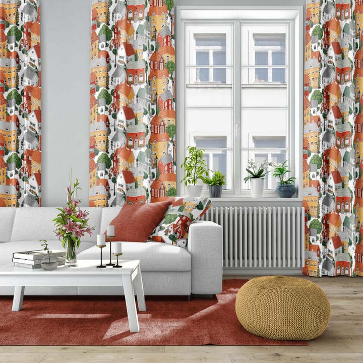 Lyckeby blommar stof - Rød/Orange - Arvidssons Textil