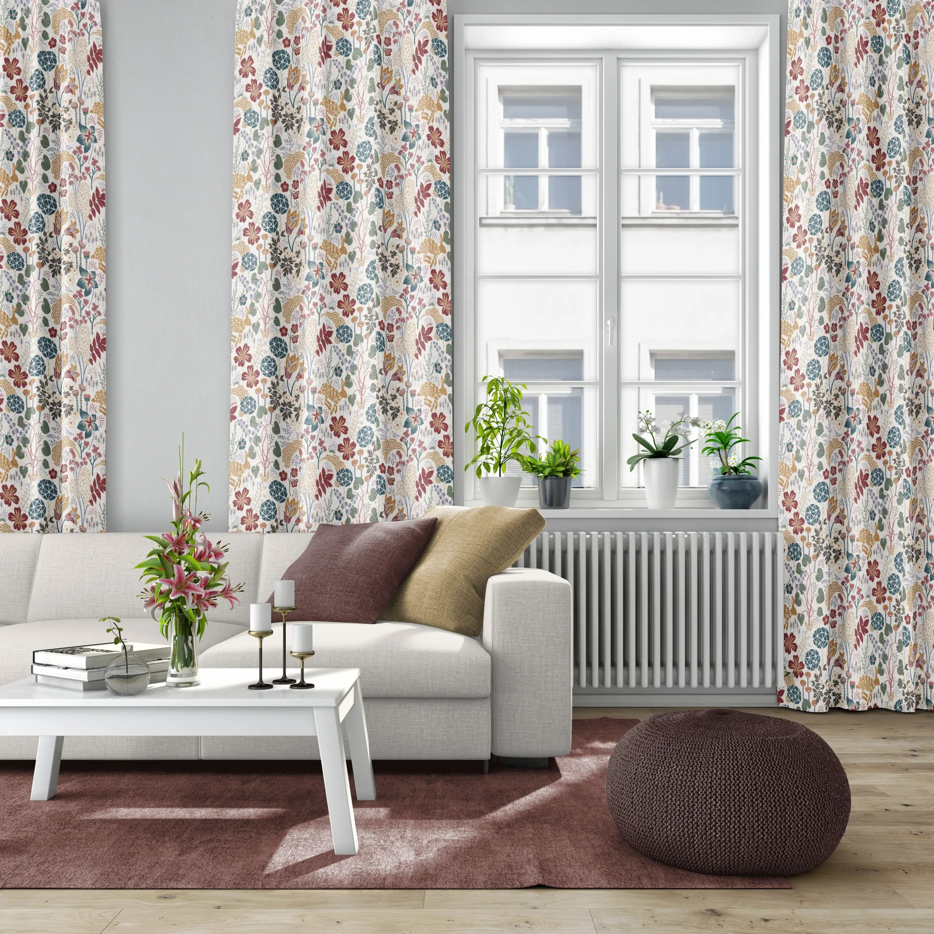 Lyckeflykt stof, Rust/Brun Arvidssons Textil