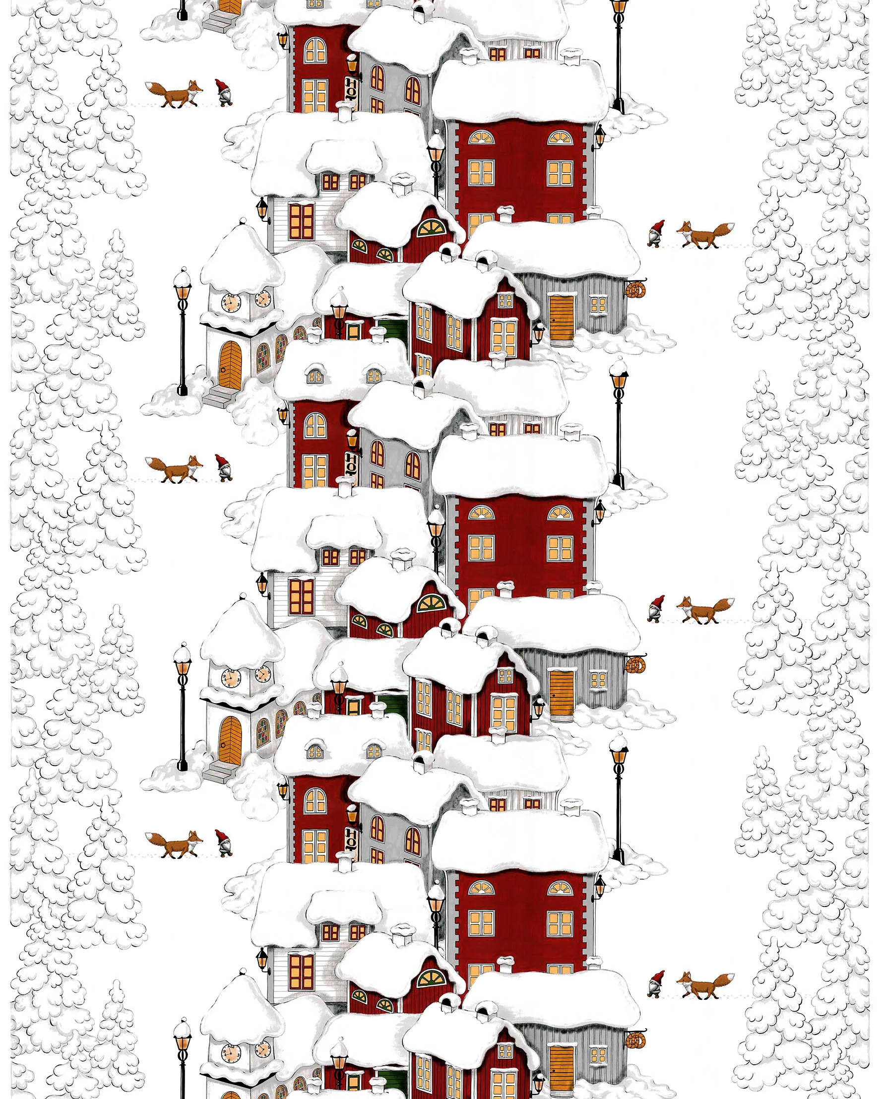 Mikkel voksdug, Offwhite/Grå/Rød Arvidssons Textil