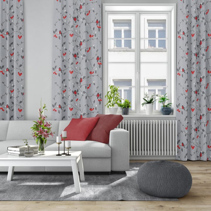 Paradisäpplen tekstil, Grå/Rød Arvidssons Textil
