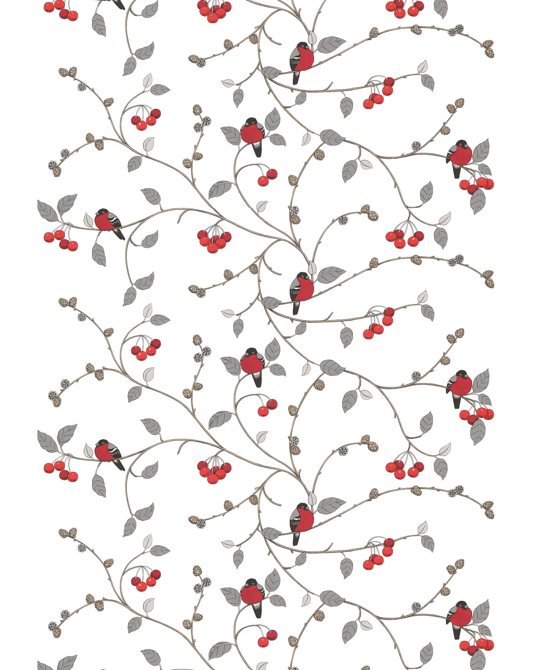 Paradisäpplen tekstil, Offwhite/Grå/Rød Arvidssons Textil