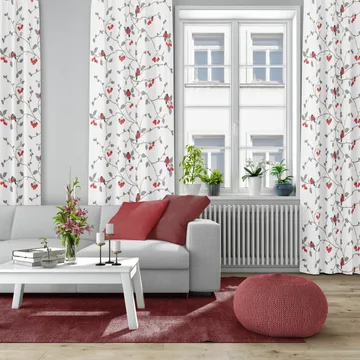 Paradisäpplen tekstil - Offwhite/Grå/Rød - Arvidssons Textil