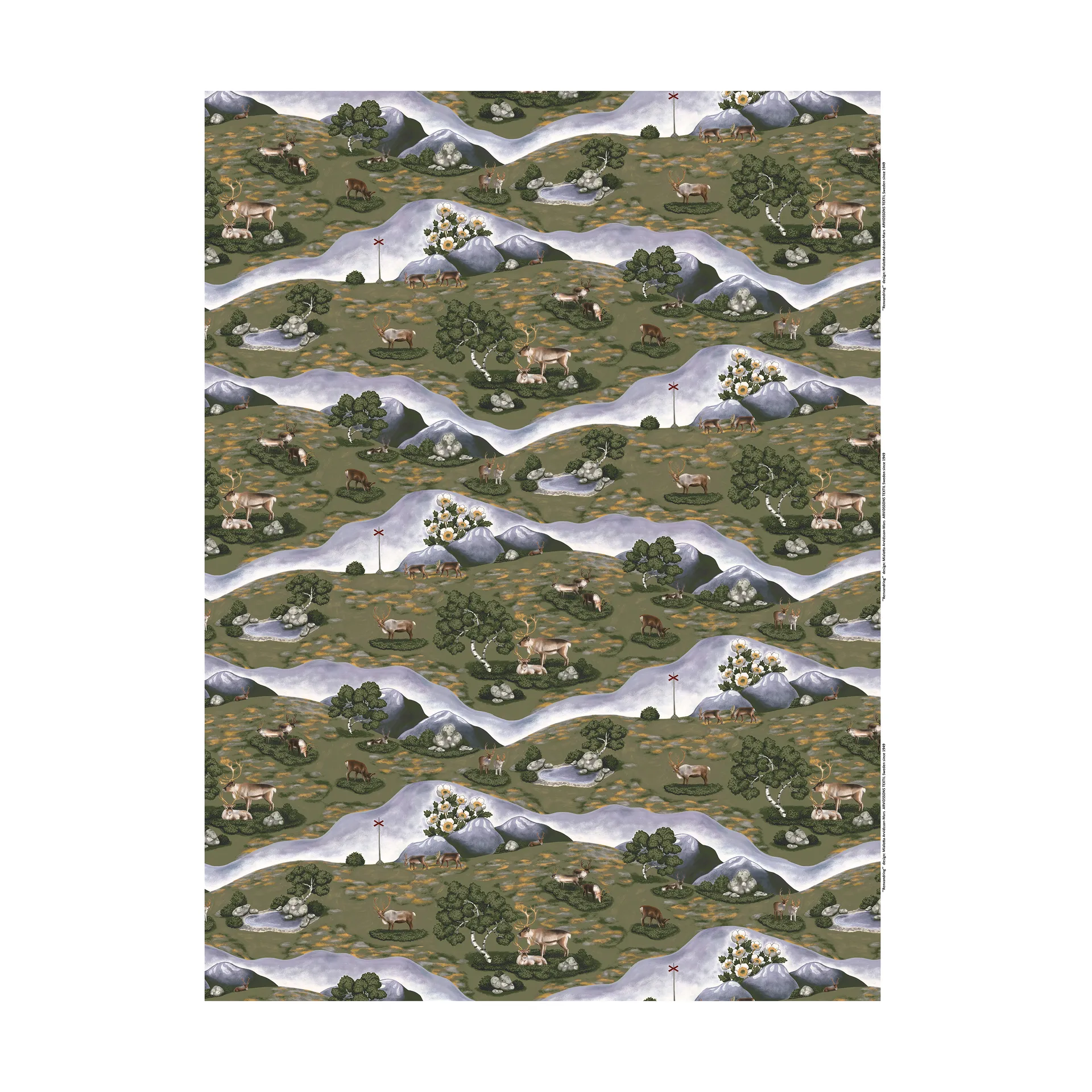 Renvandring stof, Mørkegrøn Arvidssons Textil