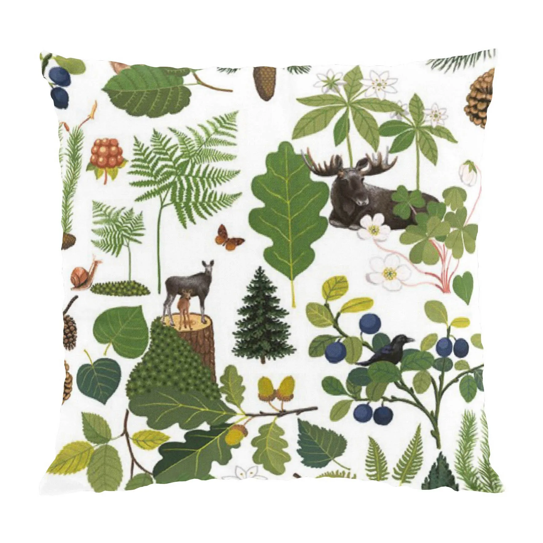 Skogsliv pudebetræk 47x47 cm, Grøn Arvidssons Textil