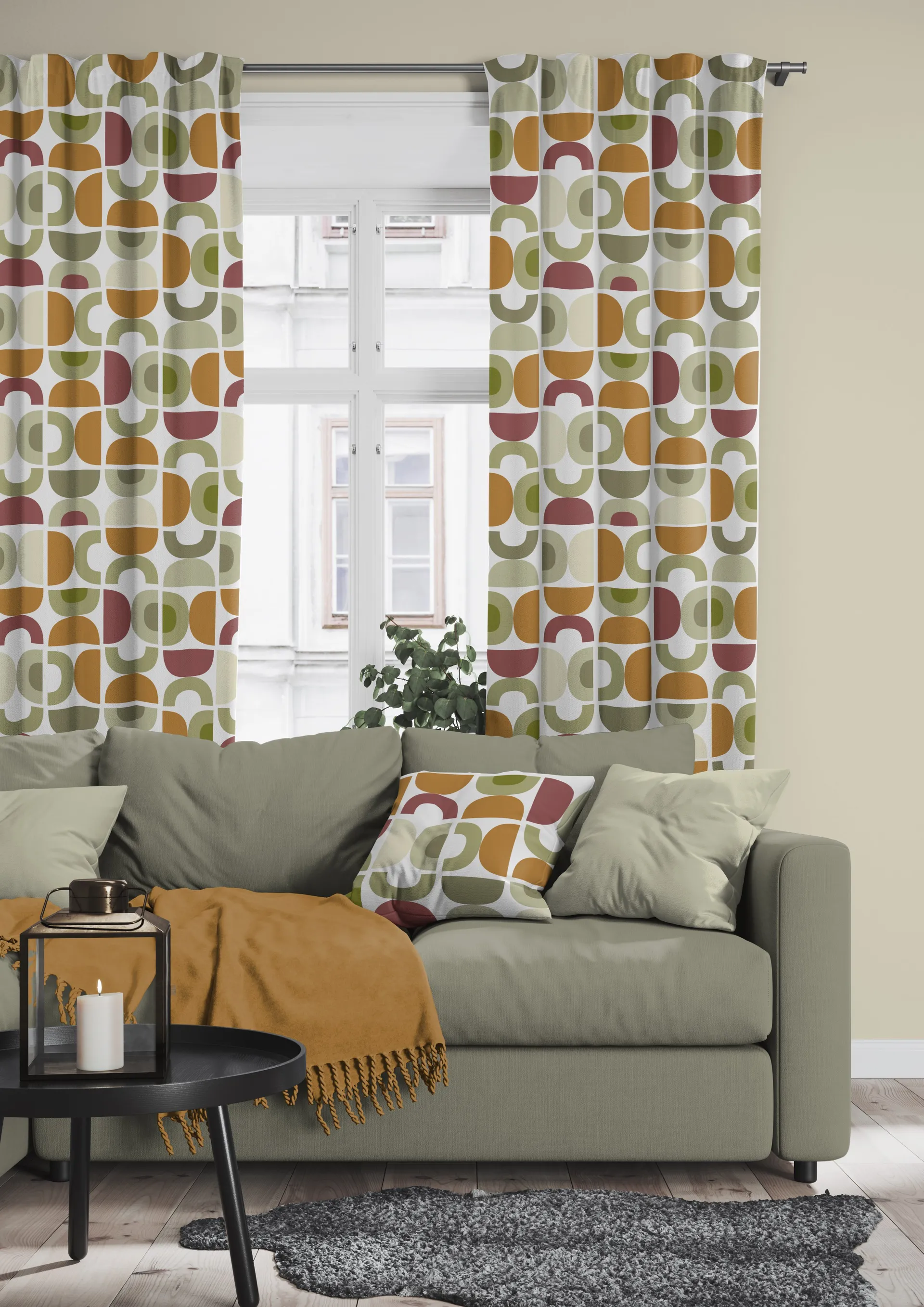 Spiraldans pudebetræk 47x47 cm, Beige Arvidssons Textil