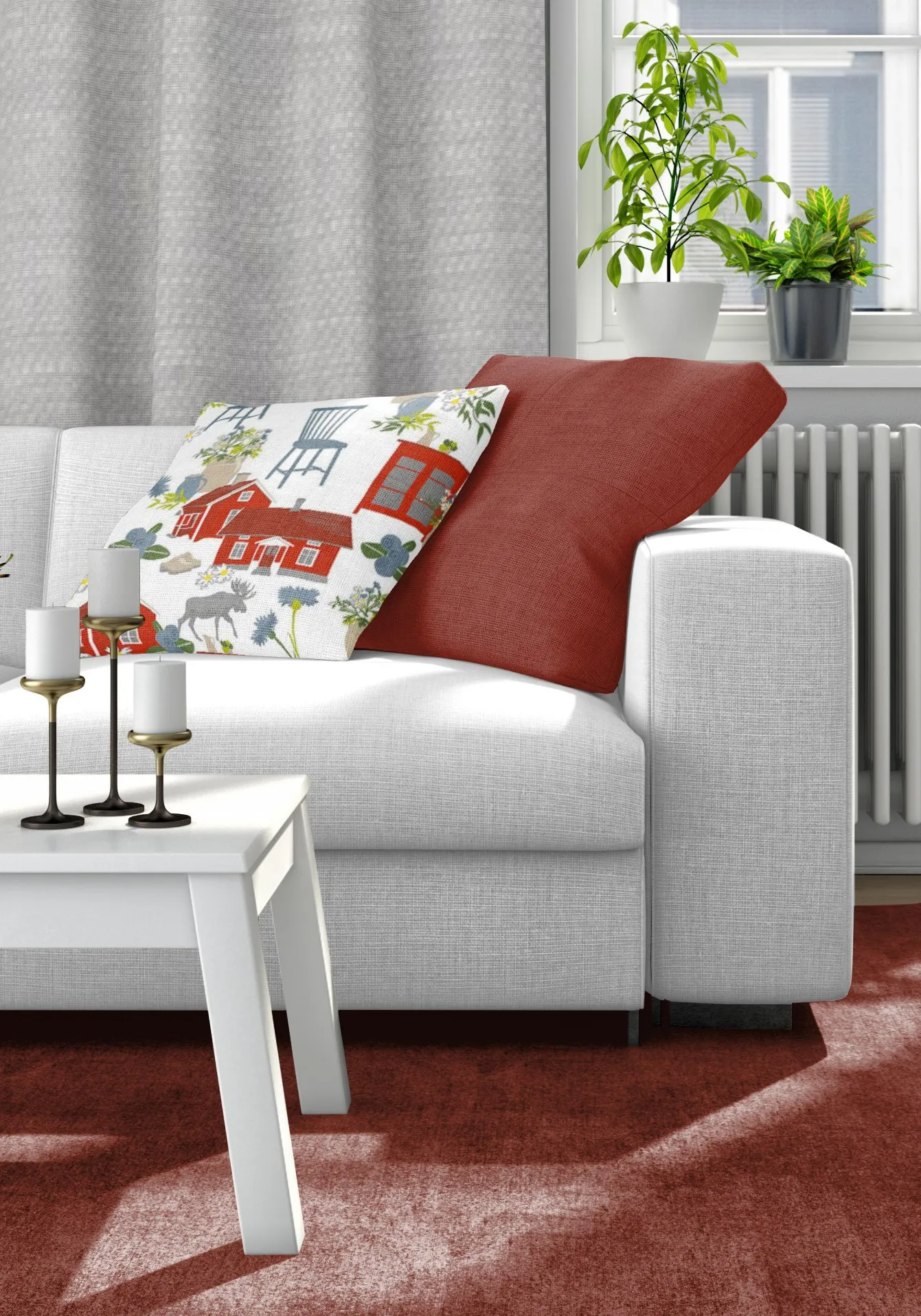 Strövtåg pudebetræk 47x47 cm, Rød Arvidssons Textil