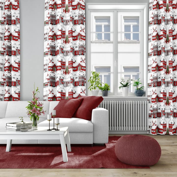 Tomteboda stof, Offwhite/Rød Arvidssons Textil