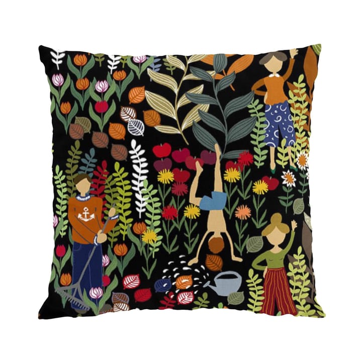 Trädgård pudebetræk 47x47 cm - Sort/Multi - Arvidssons Textil