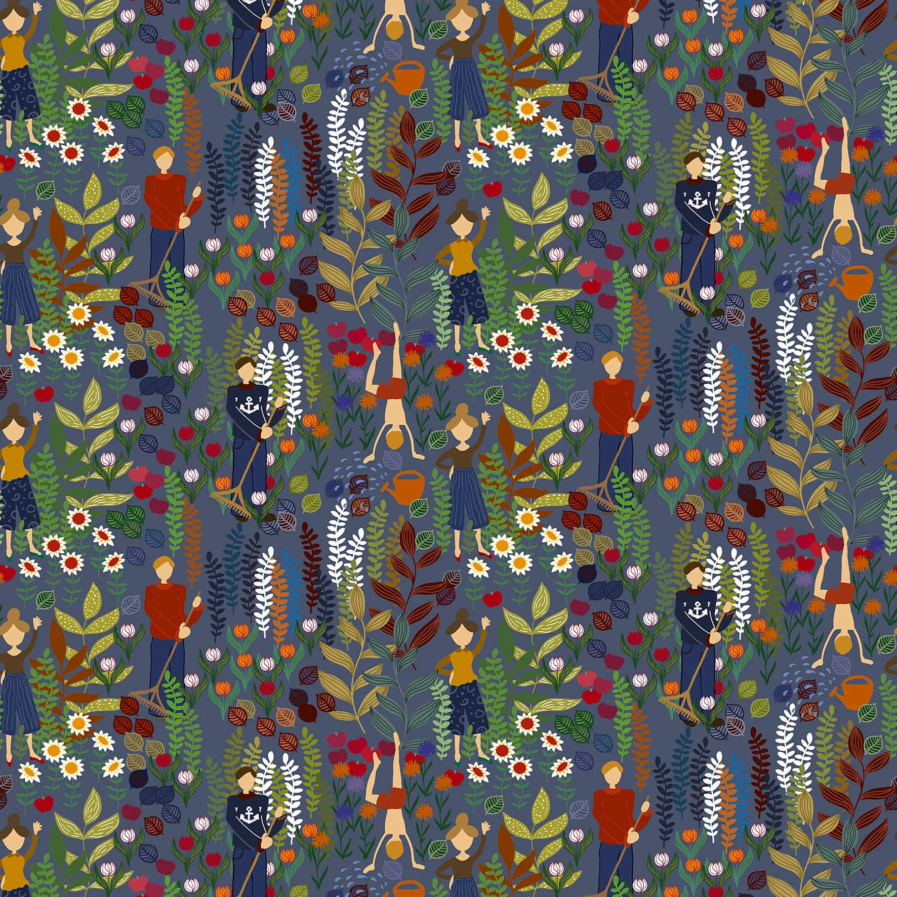 Trädgård stof, Blå Arvidssons Textil