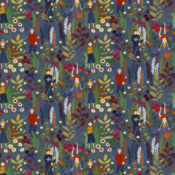 Trädgård stof - Blå - Arvidssons Textil