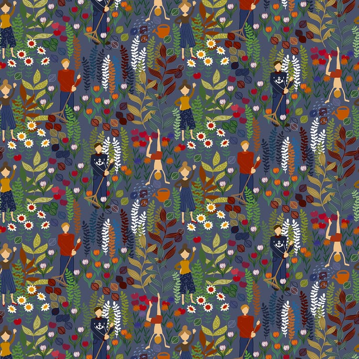 Trädgård stof - Blå - Arvidssons Textil