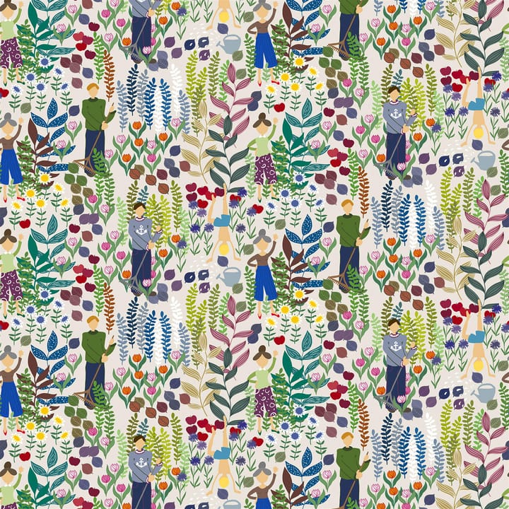 Trädgård stof - hvid - Arvidssons Textil