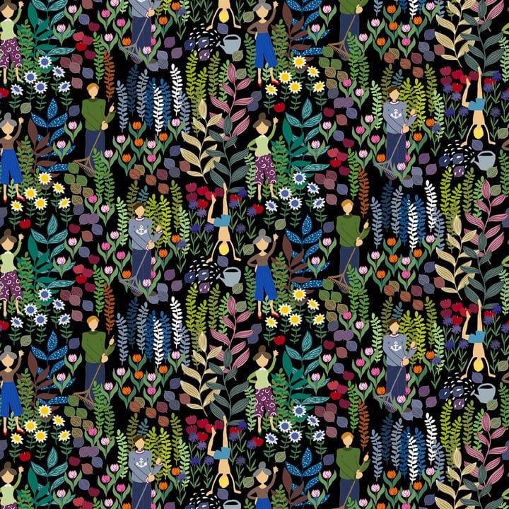 Trädgård stof - sort - Arvidssons Textil