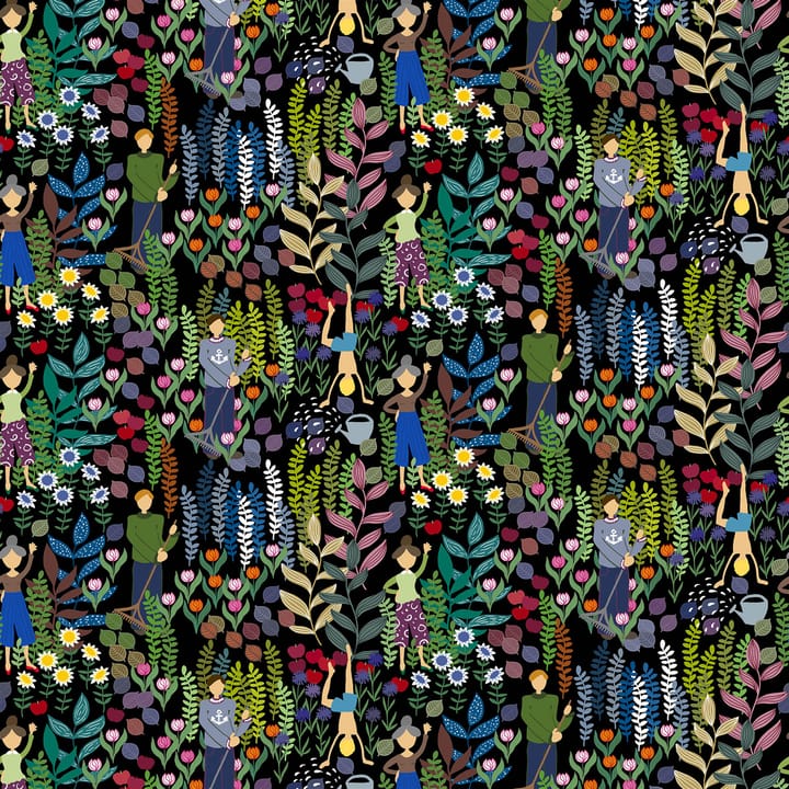 Trädgård stof - sort - Arvidssons Textil
