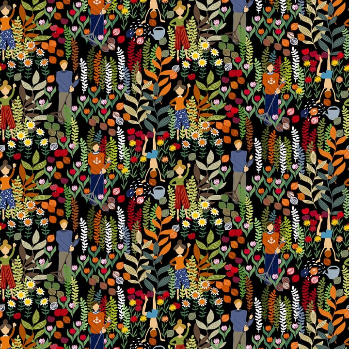 Trädgård stof - Sort/Multi - Arvidssons Textil