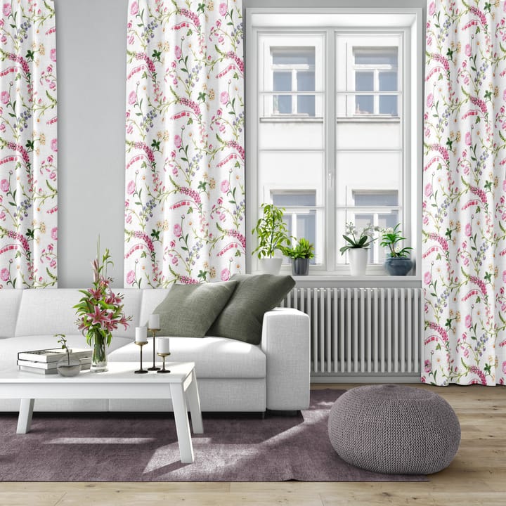 Trädgårdsblom stof, Lyserød Arvidssons Textil