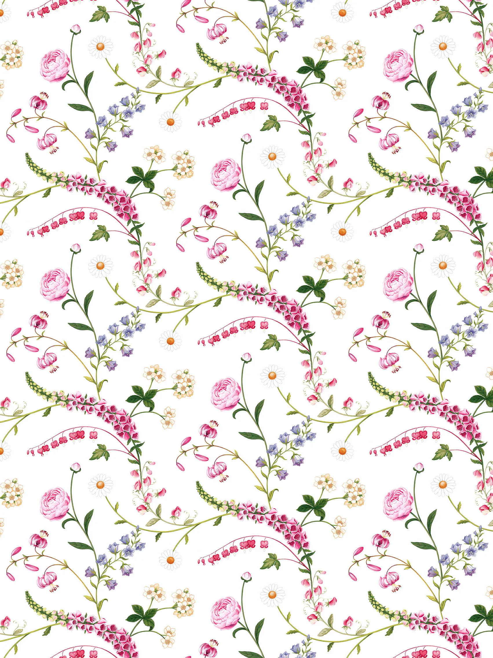 Trädgårdsblom voksdug, Lyserød Arvidssons Textil