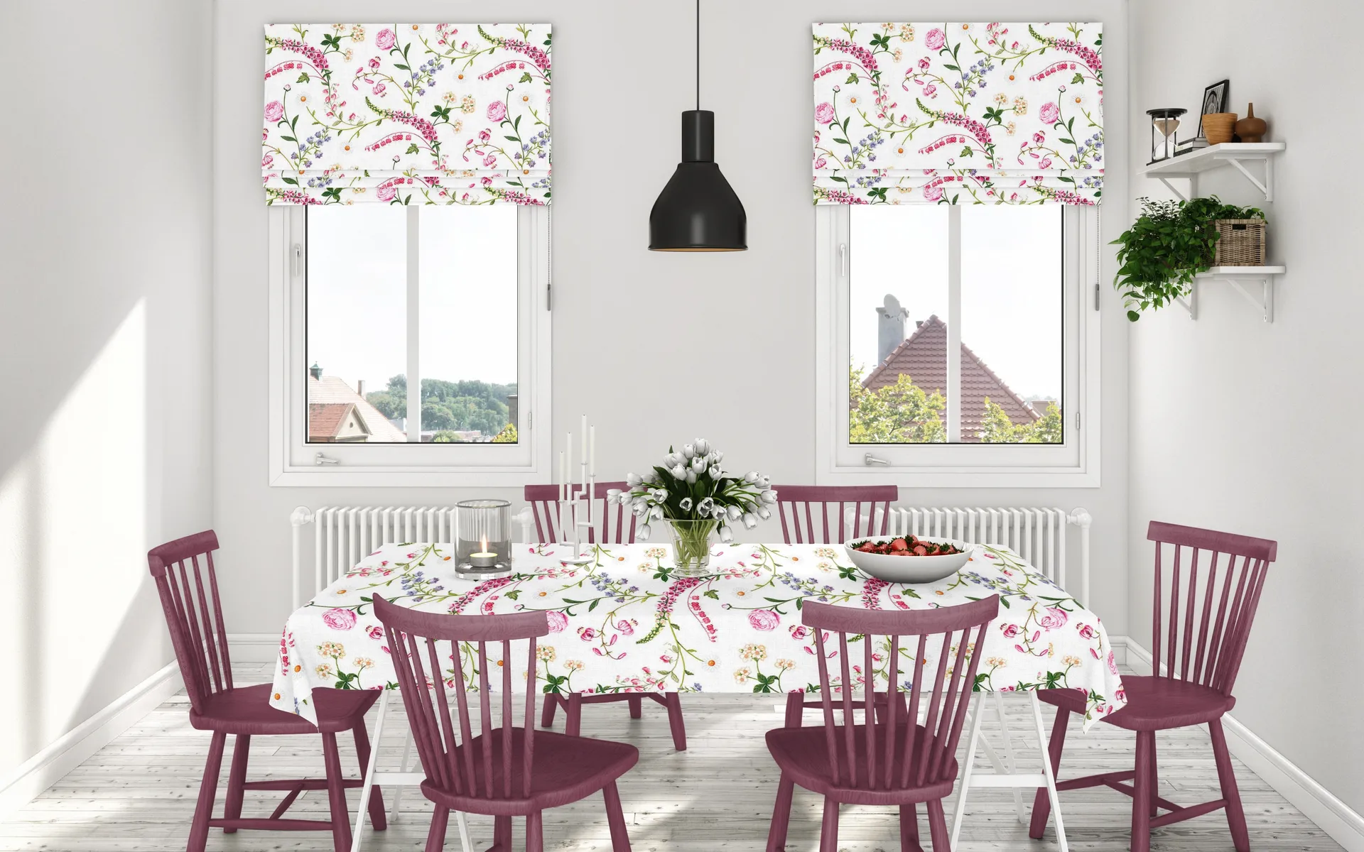 Trädgårdsblom voksdug, Lyserød Arvidssons Textil