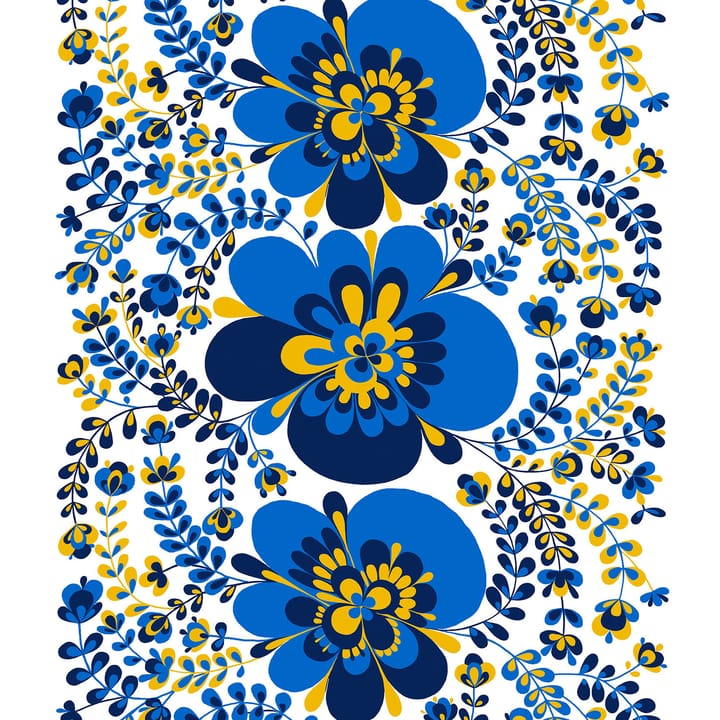 Viveka stof - Blå/Gul - Arvidssons Textil