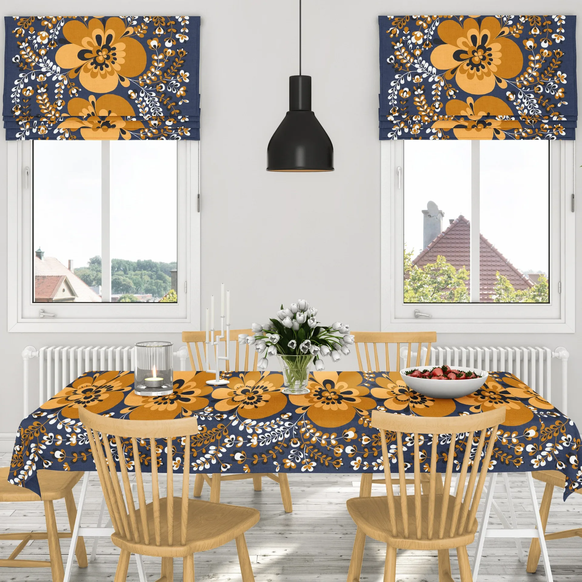 Viveka voksdug, Orange/Blå Arvidssons Textil