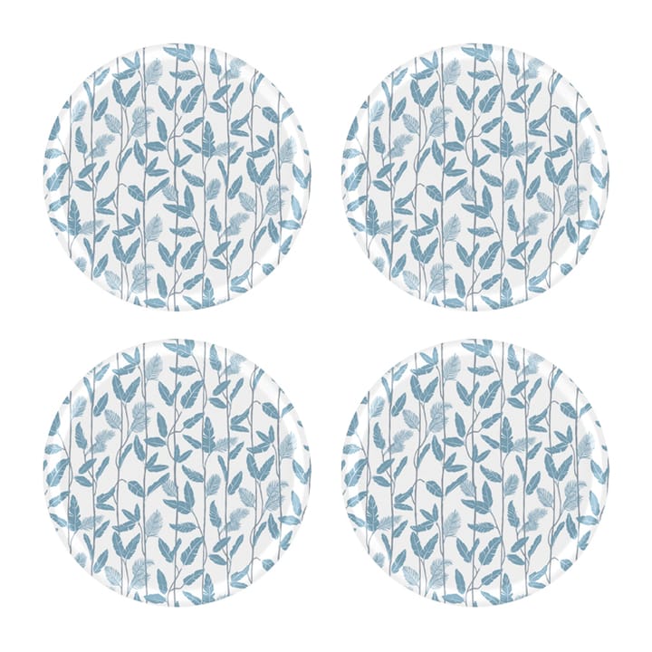 Mougli Blue coasters Ø11 cm 4-pak - Blue/White - Åry Home