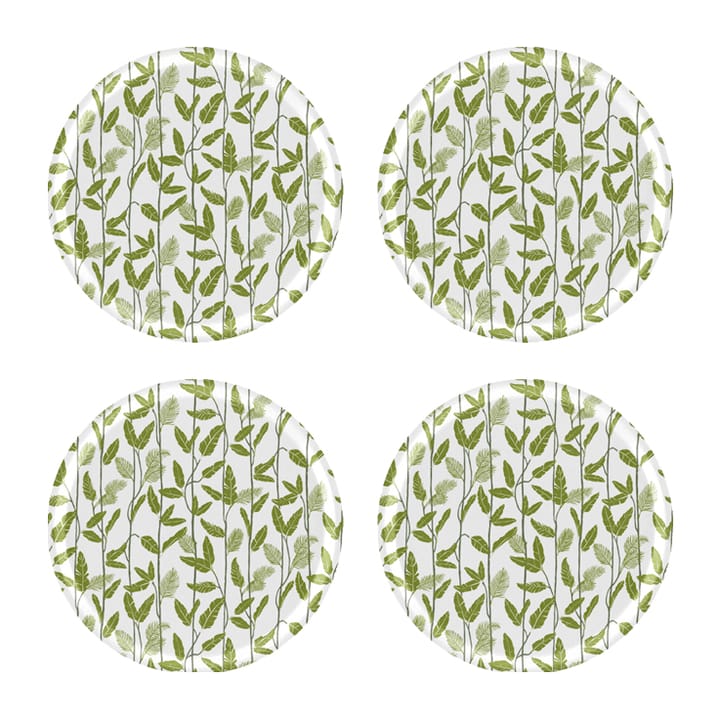 Mougli Green coasters Ø11 cm 4-pak - Green/White - Åry Home