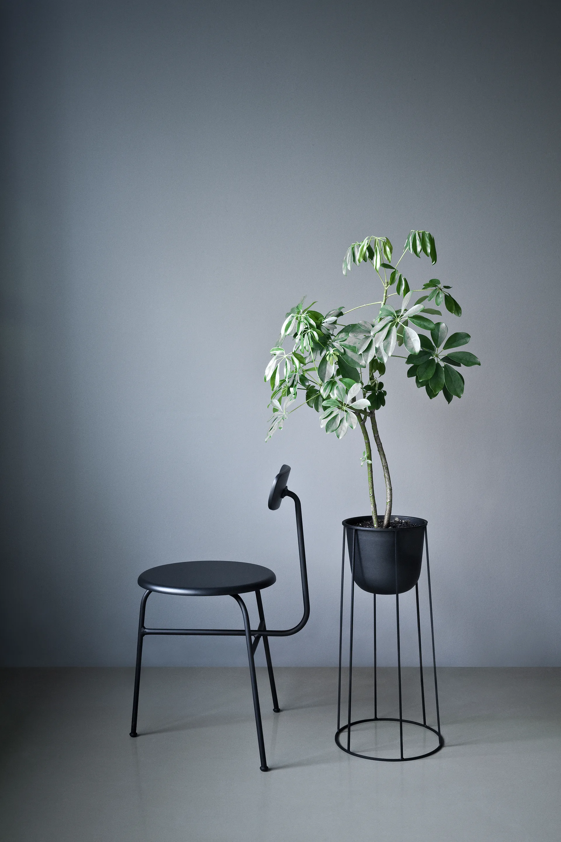 Afteroom stol lædersæde 4 ben, sort-sort Audo Copenhagen