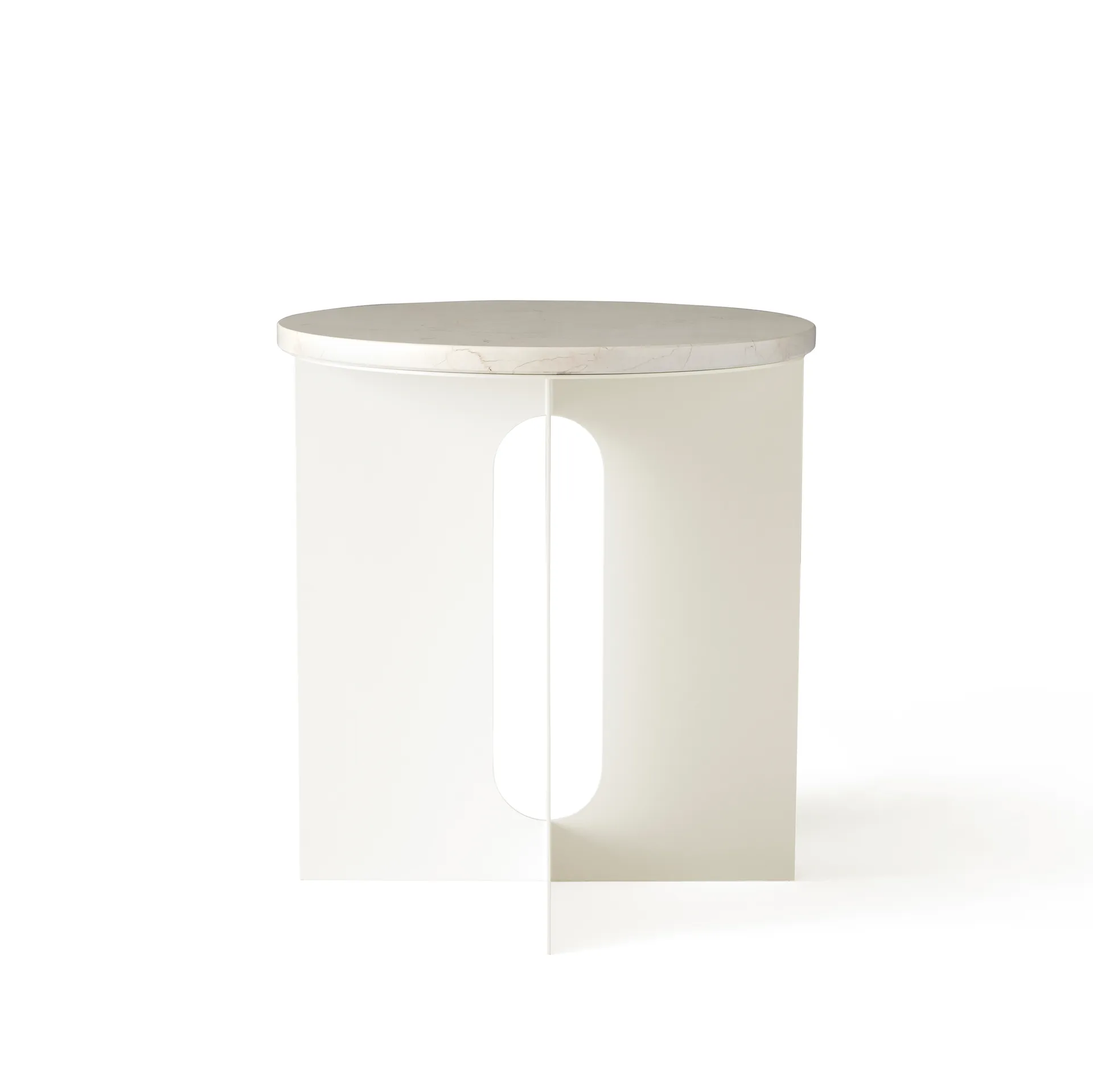 Androgyne sidebord bordplade, Crystal Rose marble, Ø42 cm Audo Copenhagen