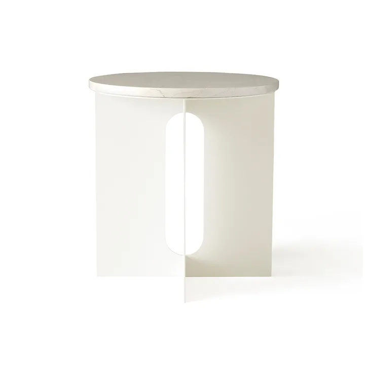 Androgyne sidebord - Calacatta Viola marmor-ivory stål, Ø42 cm - Audo Copenhagen