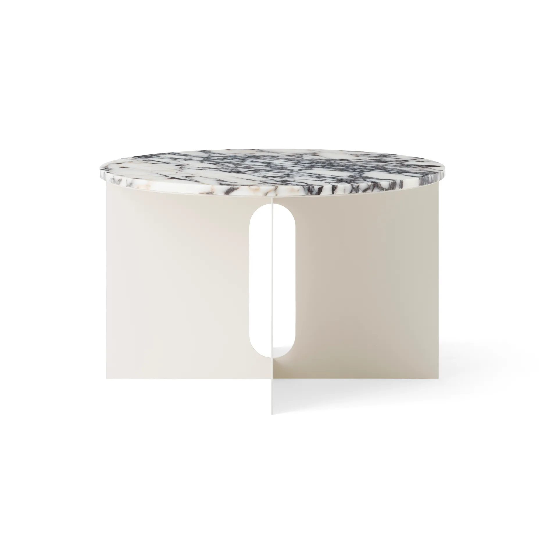 Androgyne sidebord, Calacatta Viola marmor-ivory stål, Ø65 cm Audo Copenhagen