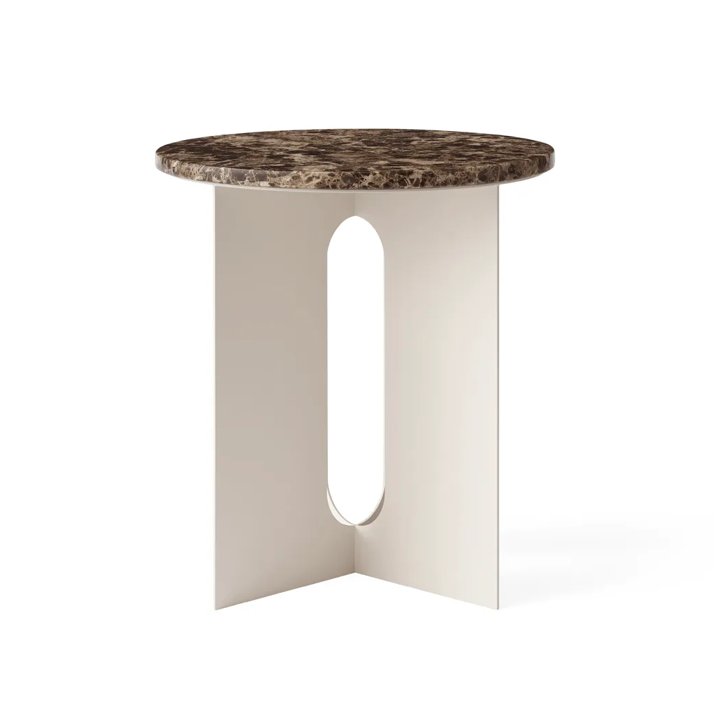 Androgyne sidebord, Emperador marmor-ivory stål, Ø42 cm Audo Copenhagen