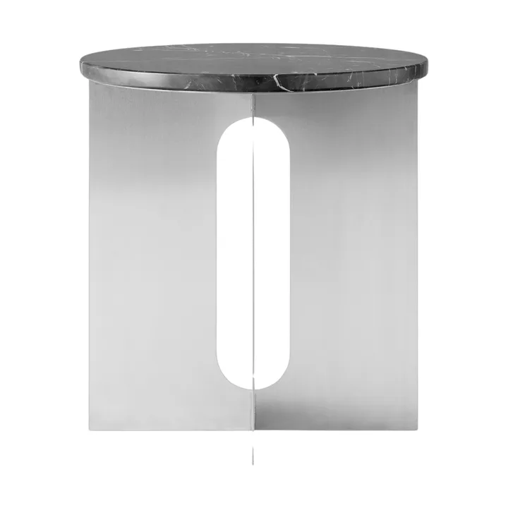 Androgyne sidebord - Nero Maquina marmor-børstet stål, Ø42 cm - Audo Copenhagen