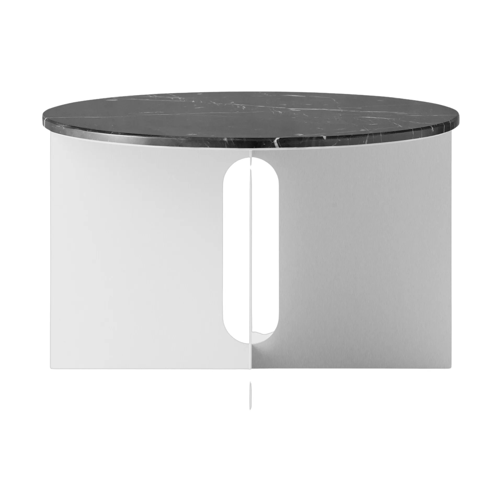 Androgyne sidebord, Nero Maquina marmor-børstet stål, Ø65 cm Audo Copenhagen