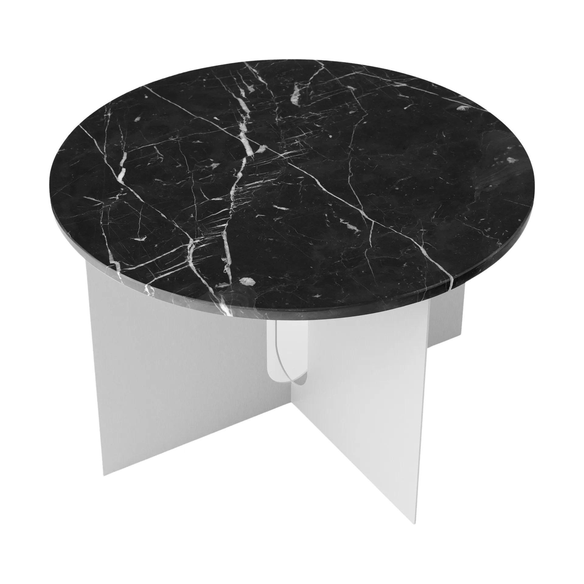 Androgyne sidebord, Nero Maquina marmor-børstet stål, Ø65 cm Audo Copenhagen