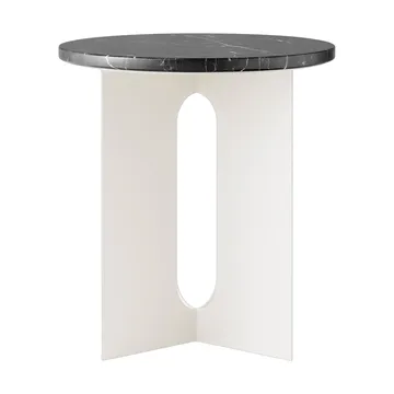 Androgyne sidebord - Nero Marquina marmor-ivory stål, Ø42 cm - Audo Copenhagen