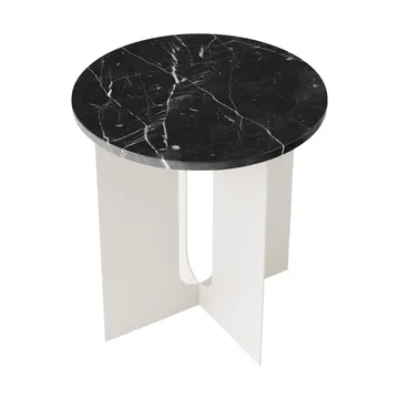 Androgyne sidebord - Nero Marquina marmor-ivory stål, Ø42 cm - Audo Copenhagen