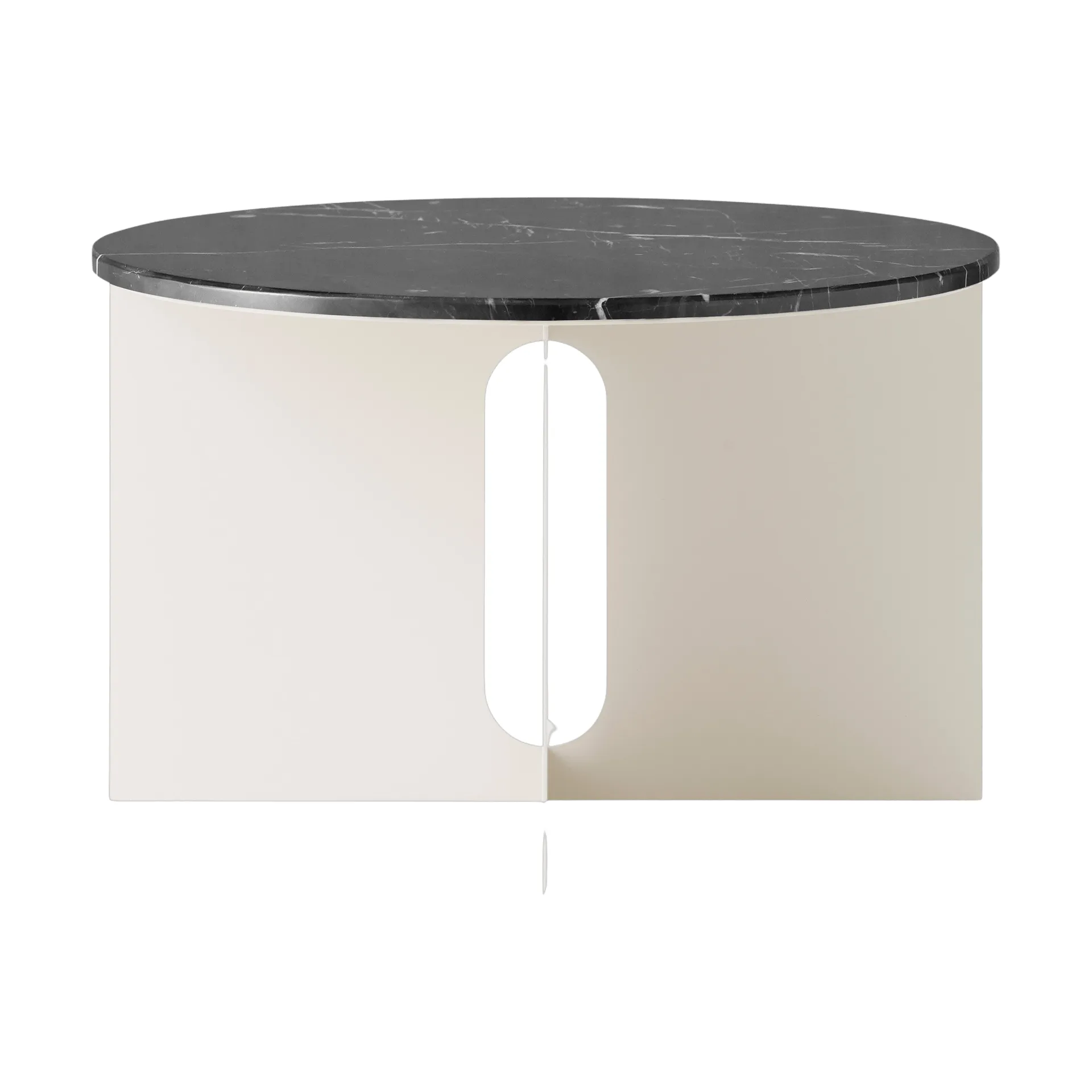 Androgyne sidebord, Nero Marquina marmor-ivory stål, Ø65 cm Audo Copenhagen