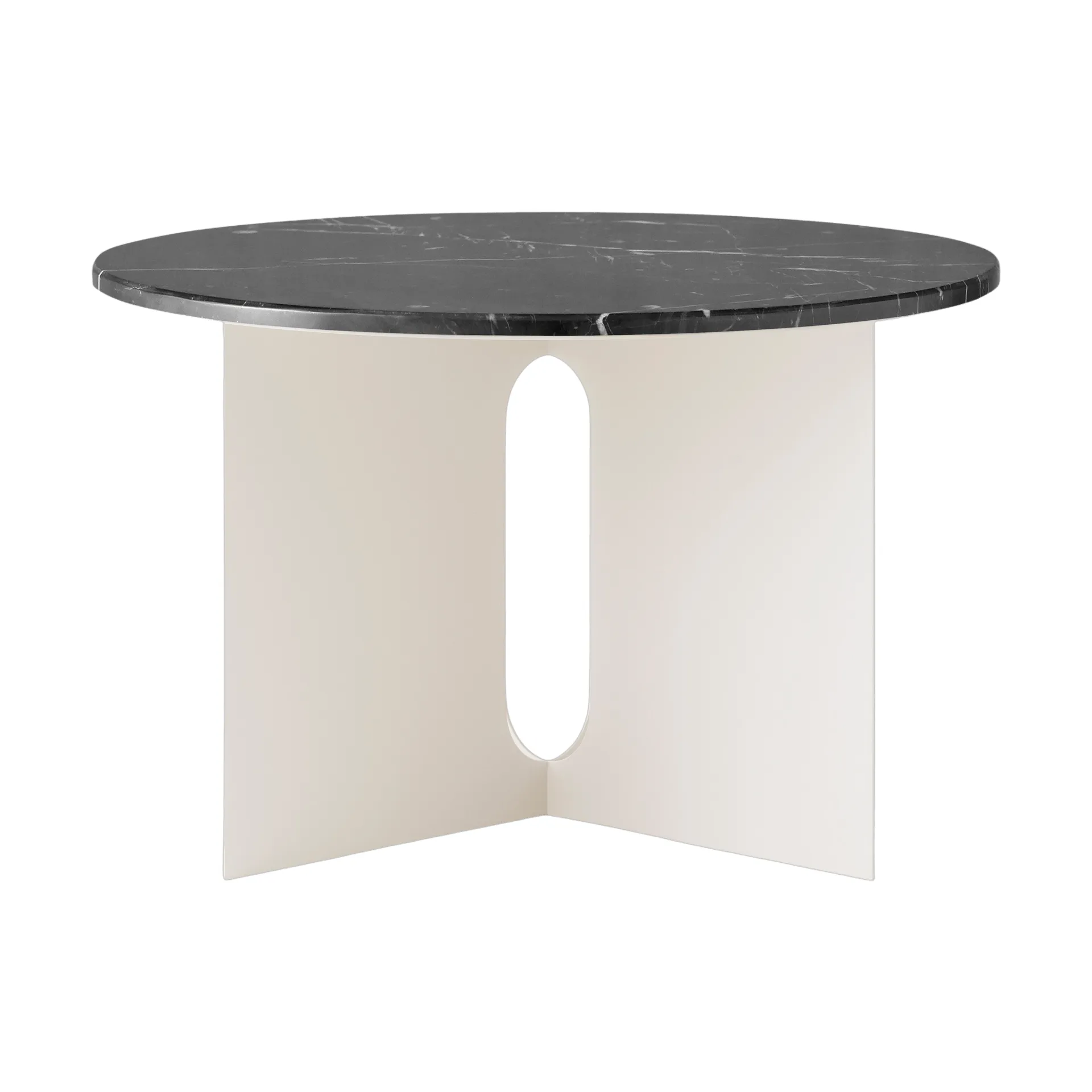 Androgyne sidebord, Nero Marquina marmor-ivory stål, Ø65 cm Audo Copenhagen