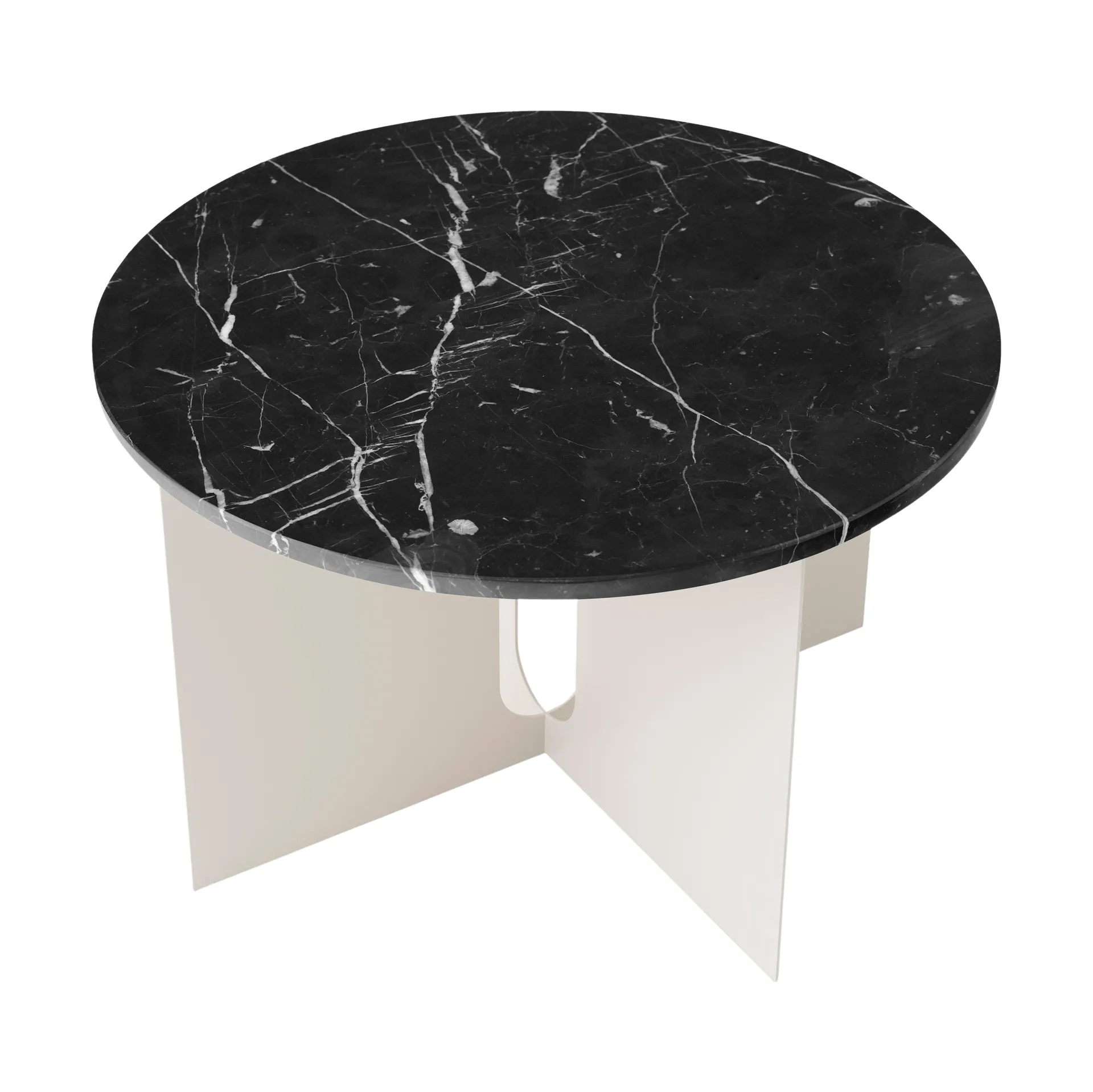 Androgyne sidebord, Nero Marquina marmor-ivory stål, Ø65 cm Audo Copenhagen