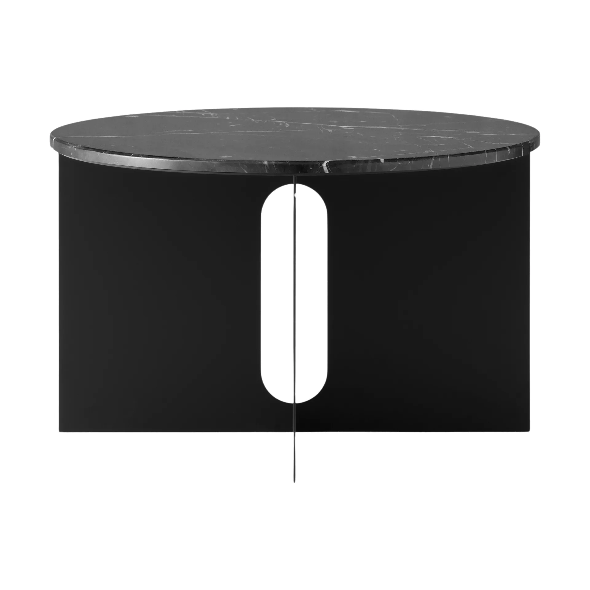 Androgyne sidebord, Nero Marquina marmor-sort stål, Ø65 cm Audo Copenhagen