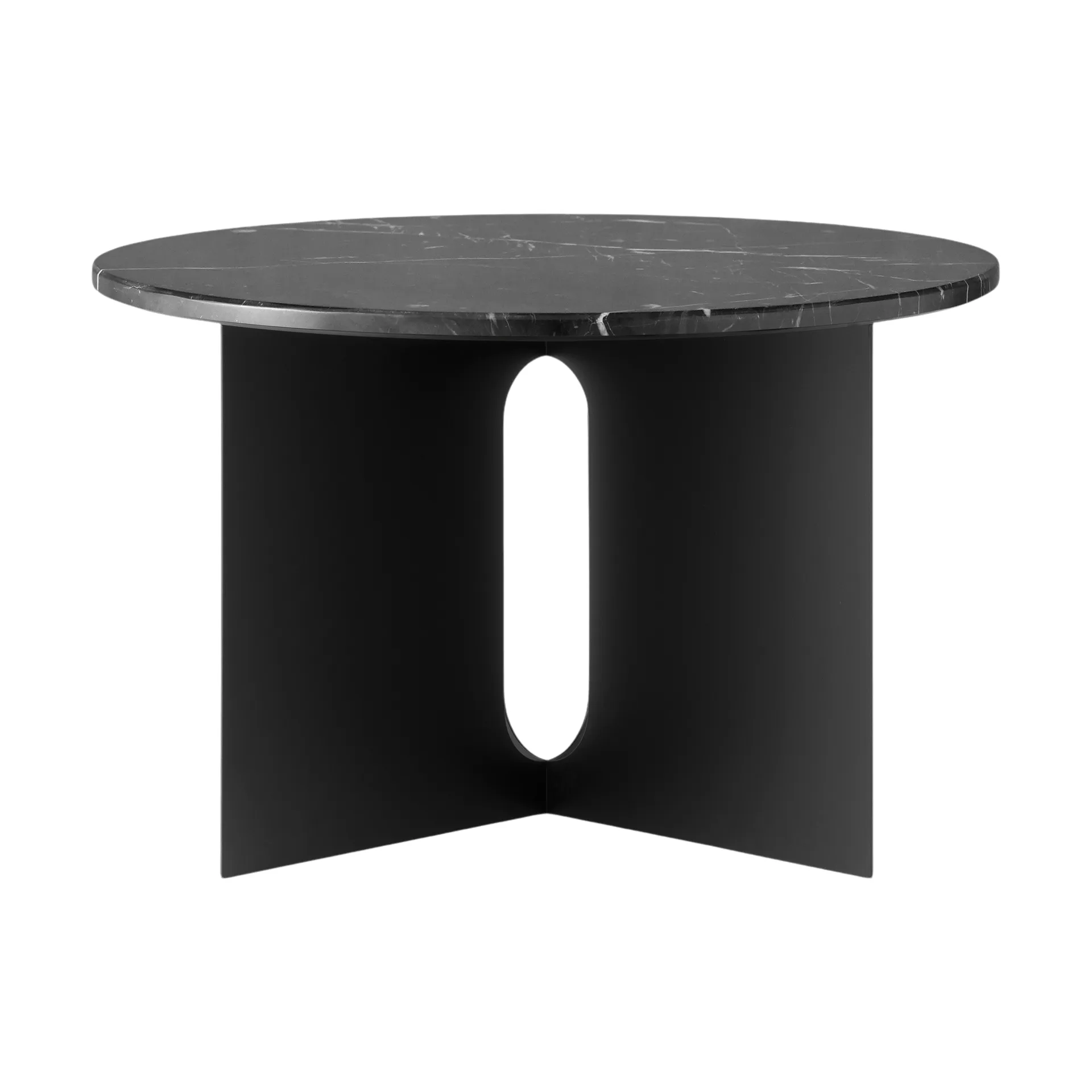 Androgyne sidebord, Nero Marquina marmor-sort stål, Ø65 cm Audo Copenhagen