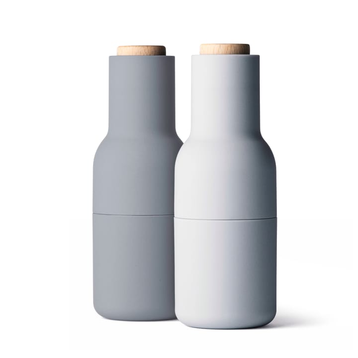 Bottle grinder krydderikværn 2-pakke special edition - concrete- feather (trælåg) - Audo Copenhagen