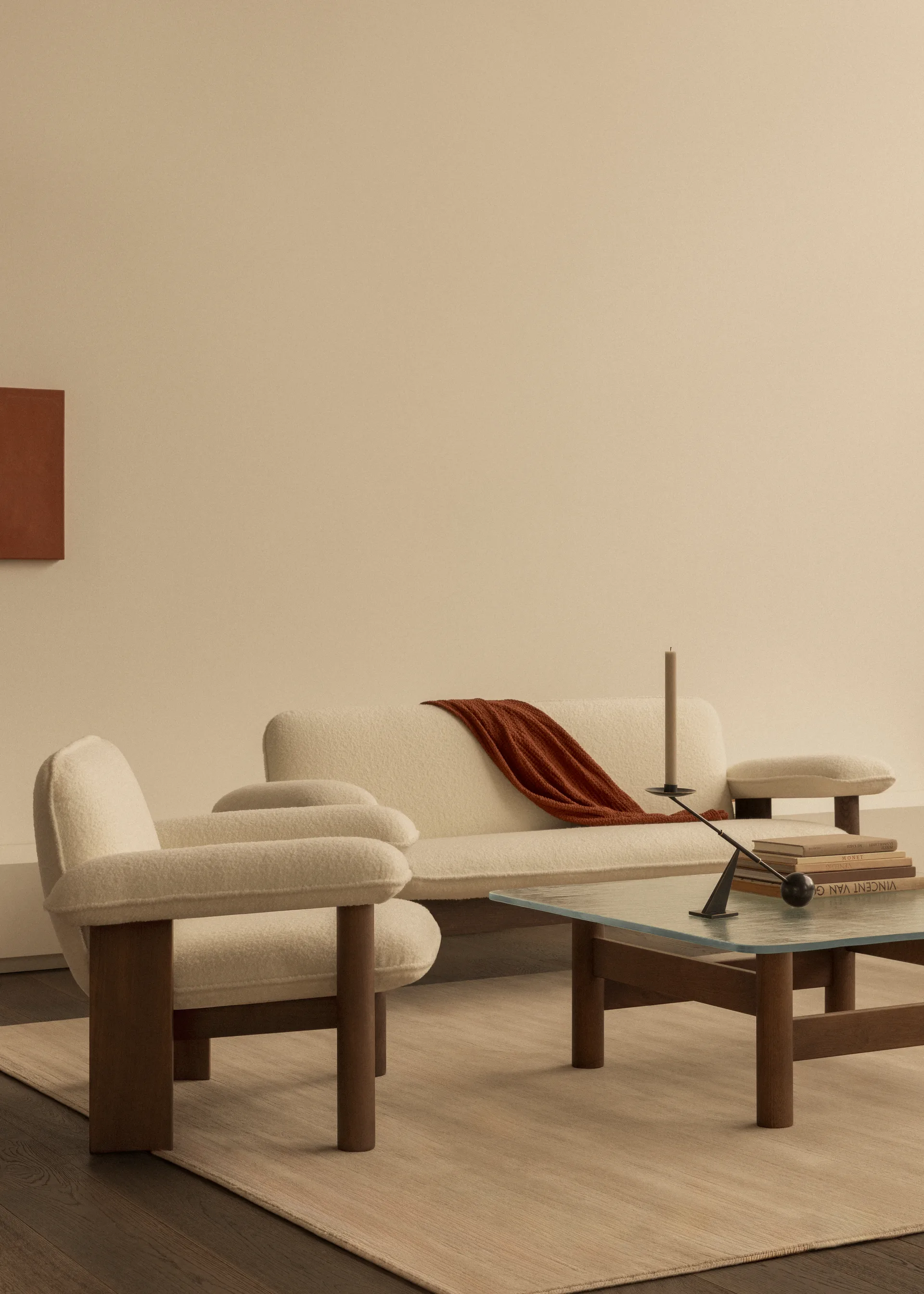 Brasilia lænestol low back, Natural oak-Nature sheepskin curly Audo Copenhagen