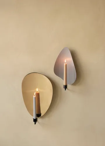 Flambeau lysestage væg 40 cm - Black/Polished brass - Audo Copenhagen